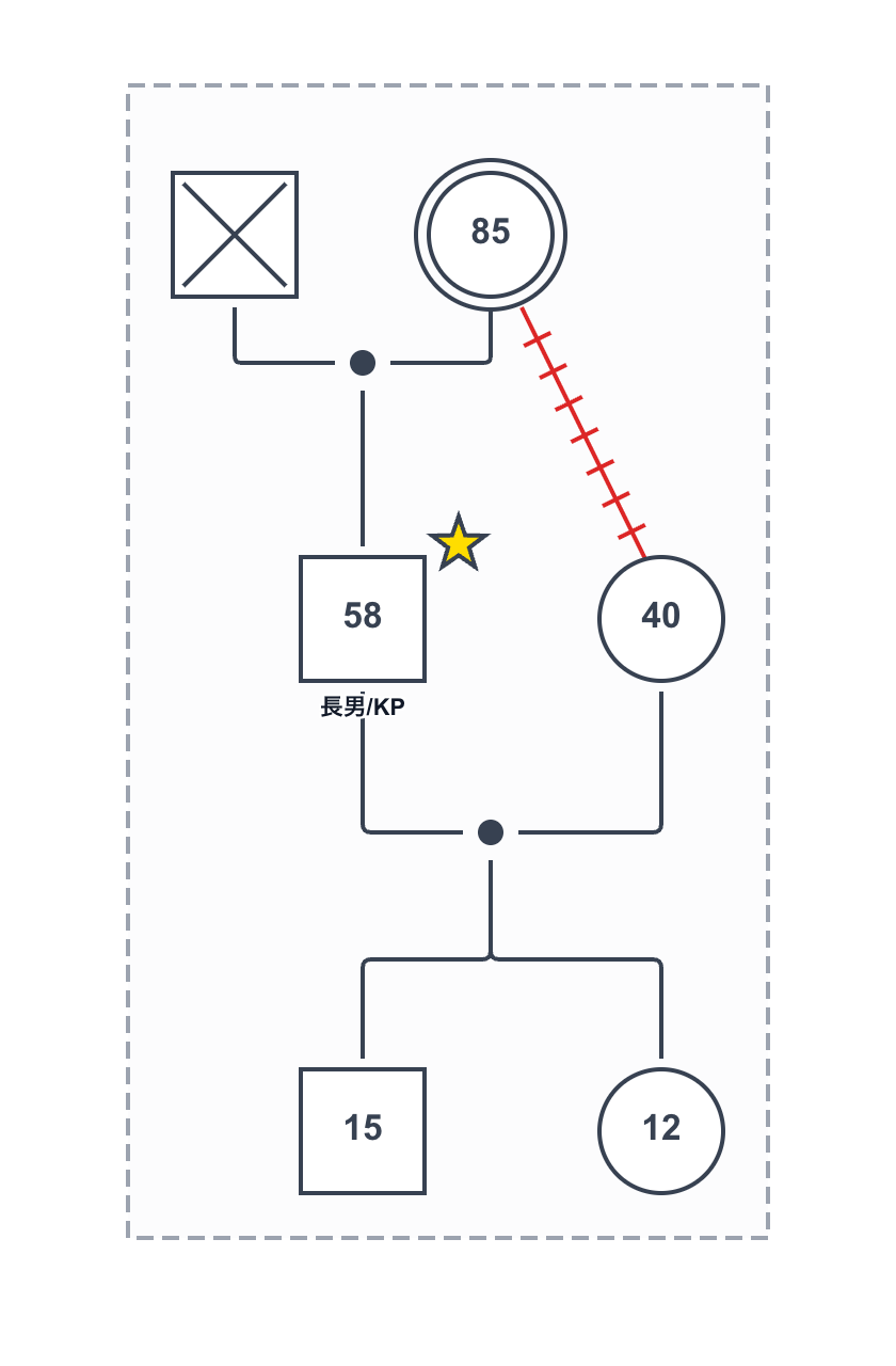 同居＋感情関係線のジェノグラム